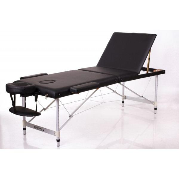 RestPro Alu 3 Black Κρεβάτι Κλίνη Μασάζ Φορητό Βαλίτσα Φυσικοθεραπείας Αλουμινίου ανάκλιση πλάτης